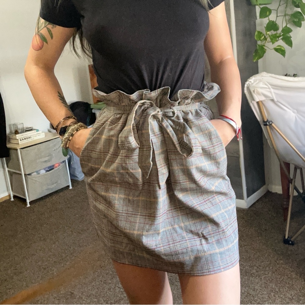plaid high waist skirt